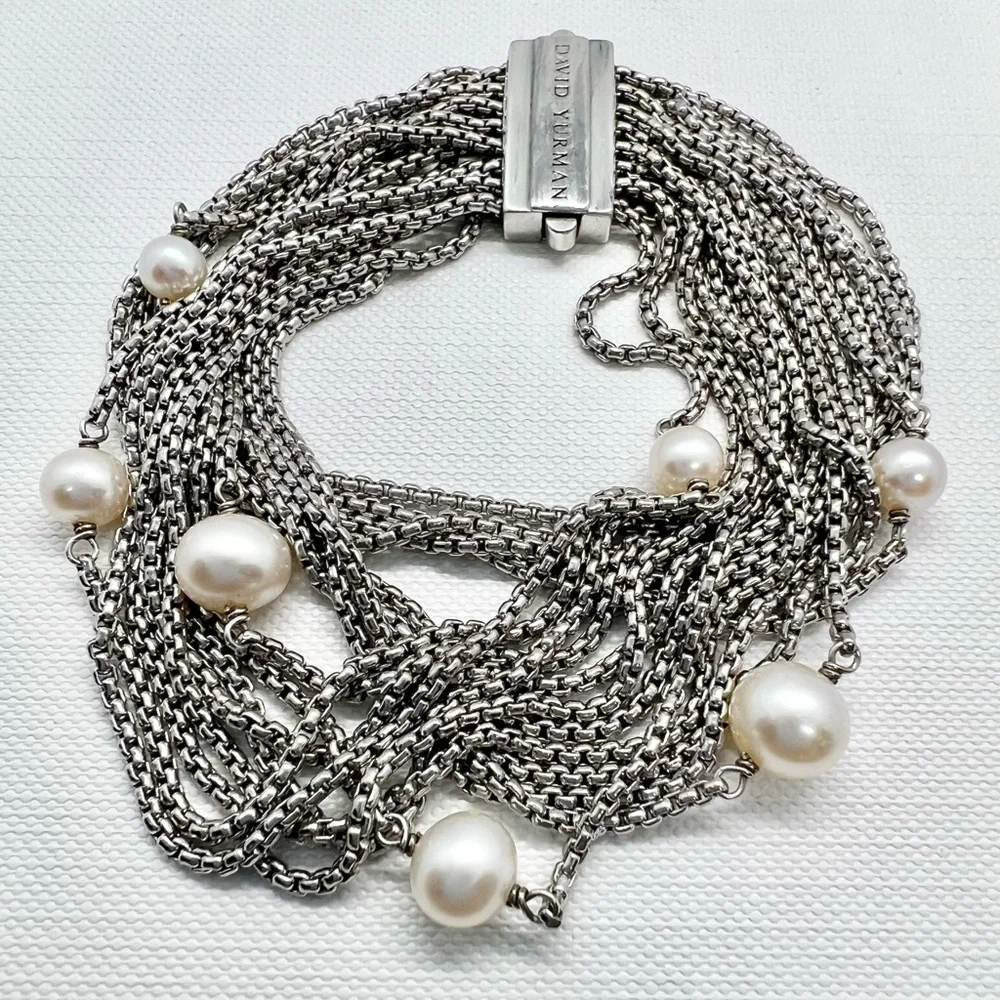 David Yurman Sixteen-Row Chain Bracelet with Pearls - Picture 9 of 13